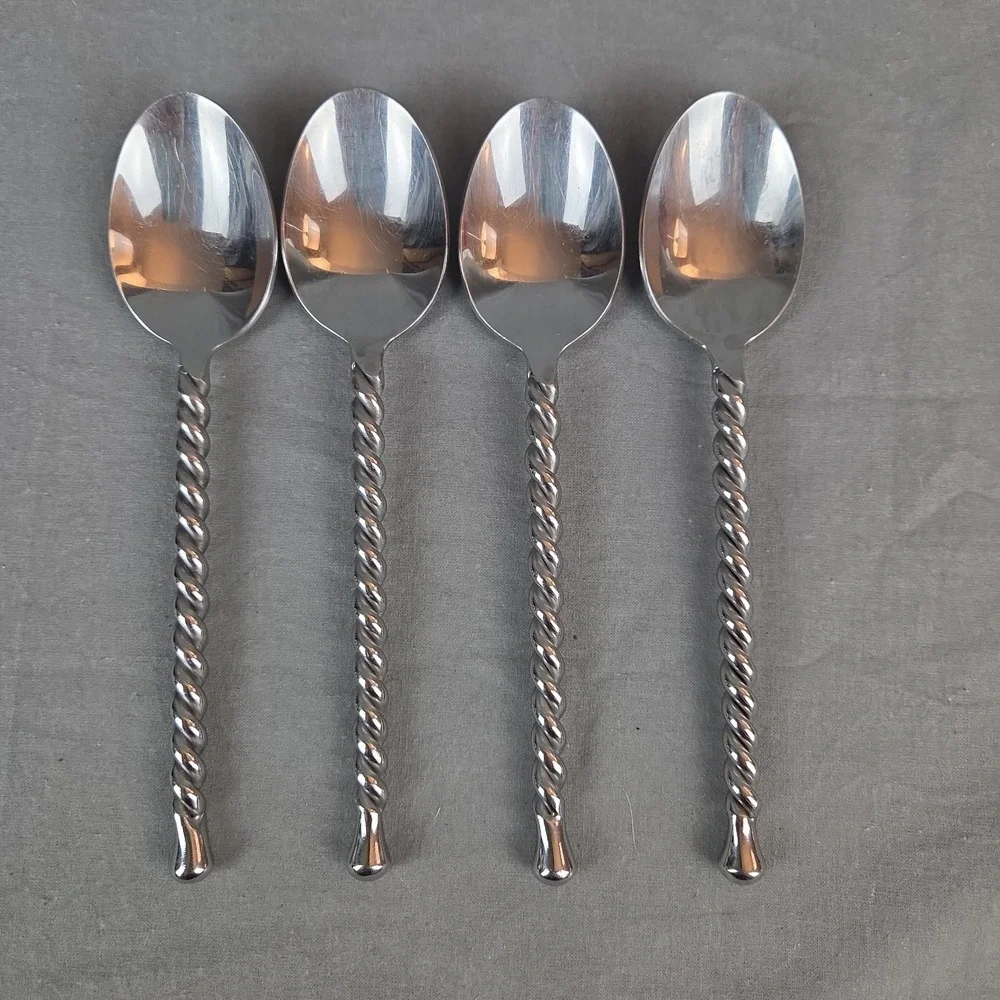 Gourmet Settings SILVER TEAR Twist 18/10 Stainless Steel Flatware 4  Spoons
